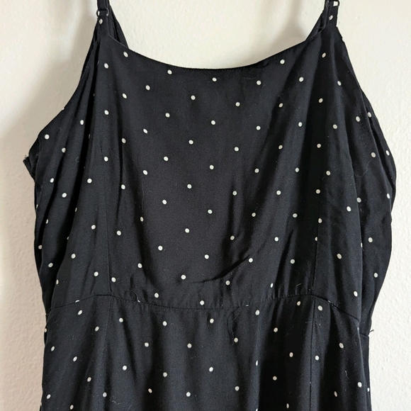 Blue Rain Black Polka Dot Dress Womens Sz Large Front Tie Vneck Cottagecore - Picture 5 of 9